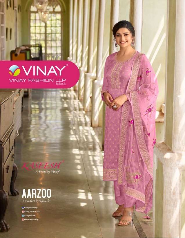vinay aarzoo 17431-17438 series dola jacquard exclusive fancy suits