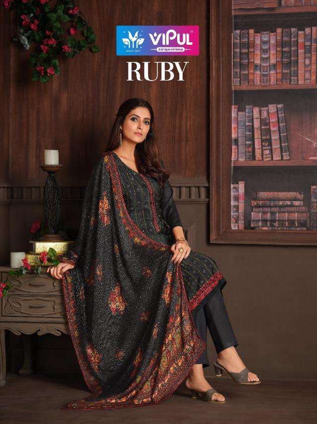 vipul fashion ruby chinon embroidery party wear salwar kameez