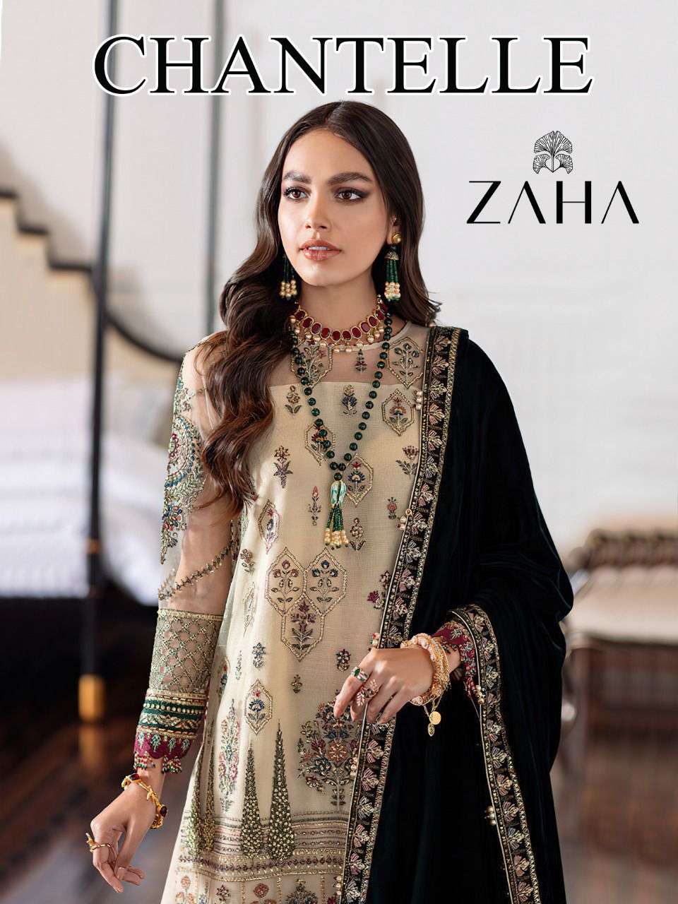 zaha chantelle georgette embroidery pakistani dresses 