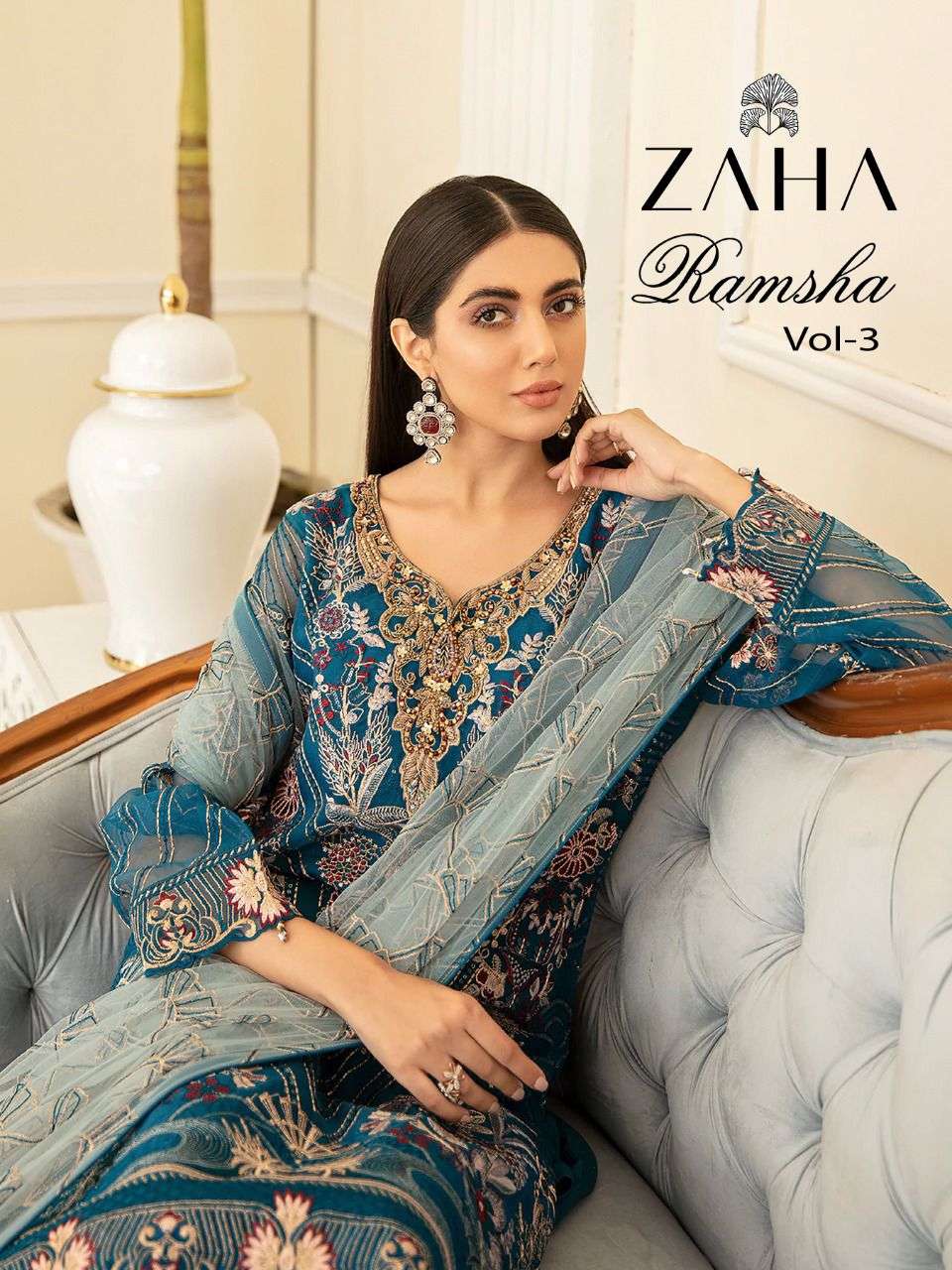 zaha ramsha vol 3 heavy embroidery georgette dresses 