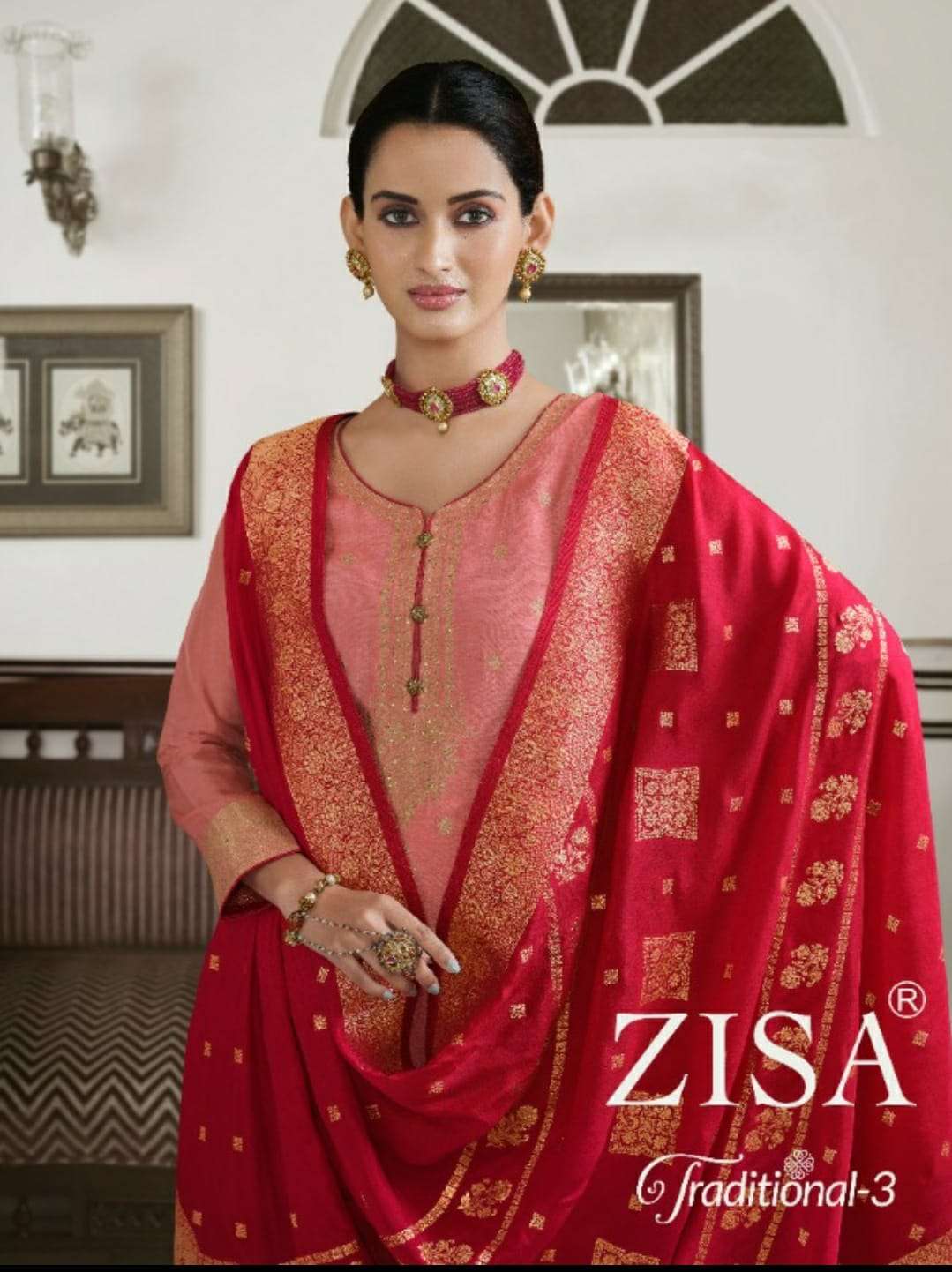 zisa traditional vol 3 by meera dola jacquard classy look suit supplier
