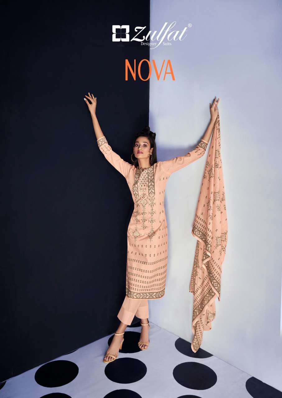 Zulfat designer suits launch nova pure cotton fancy salwar kameez