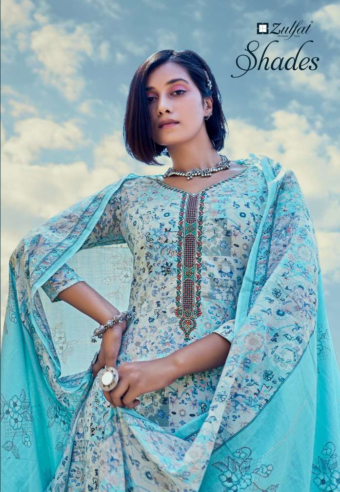 zulfat shades vol 2 cottom dress materials with 3mtr bottoms 