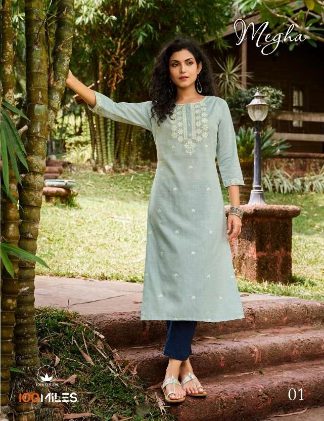 100 miles megha pure linen cotton kurti 