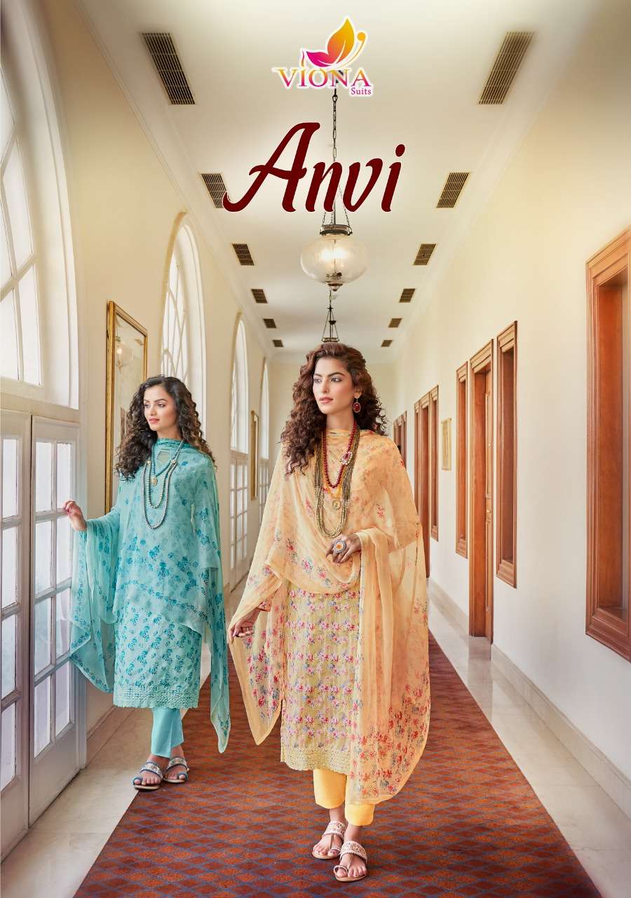 anvi by viona pure cotton printed embroidery salwar kameez