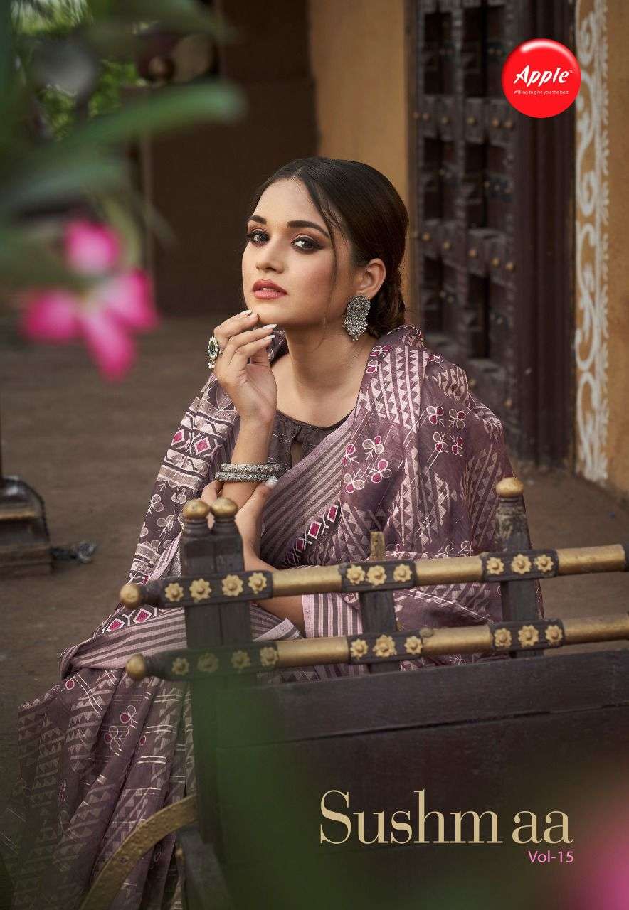 apple sushmaa vol 15 soft linen fancy sarees