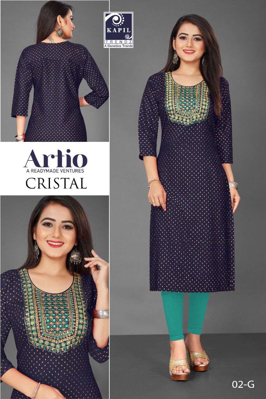 artio cristal rayon foil print top simple kurti readymade 