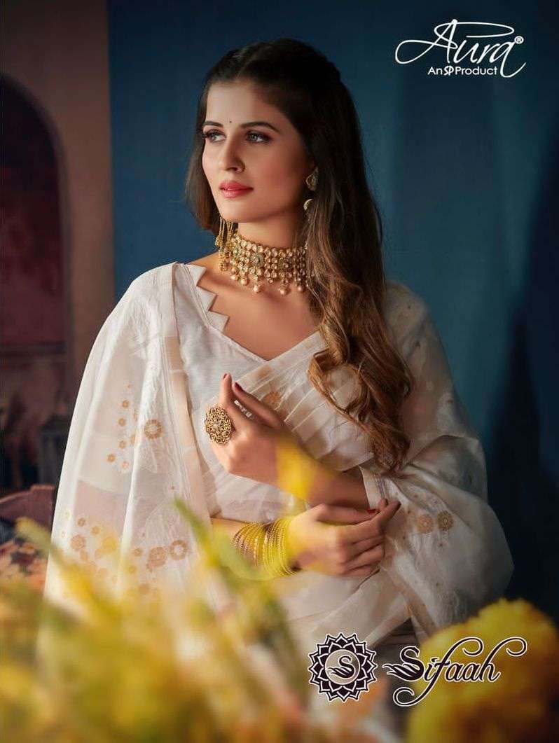 aura sifaah soft cotton saree special white 