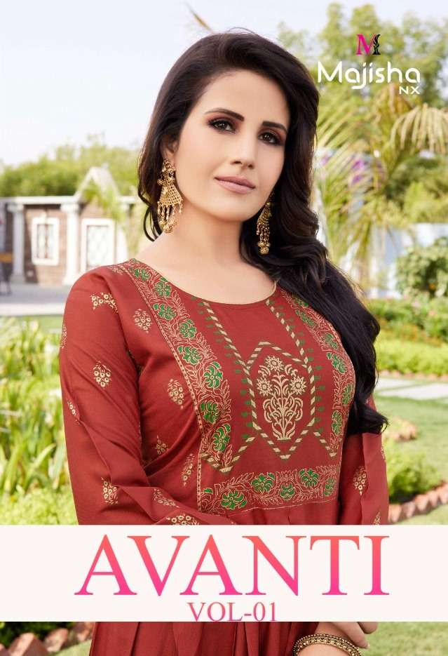 avanti vol 1 by majisha nx rayon casual wear long gown exporter