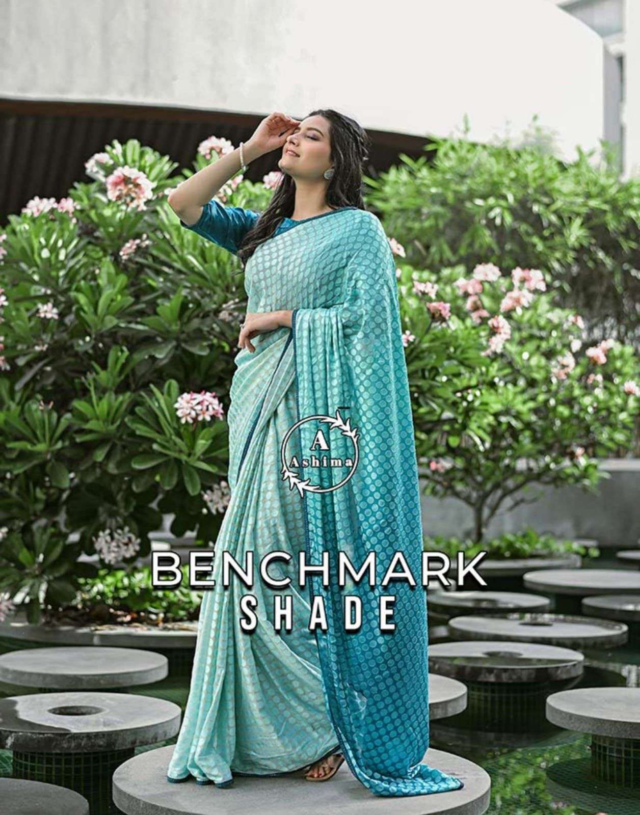 benchmark shade by ashima exclusive fancy brasso saree exporter