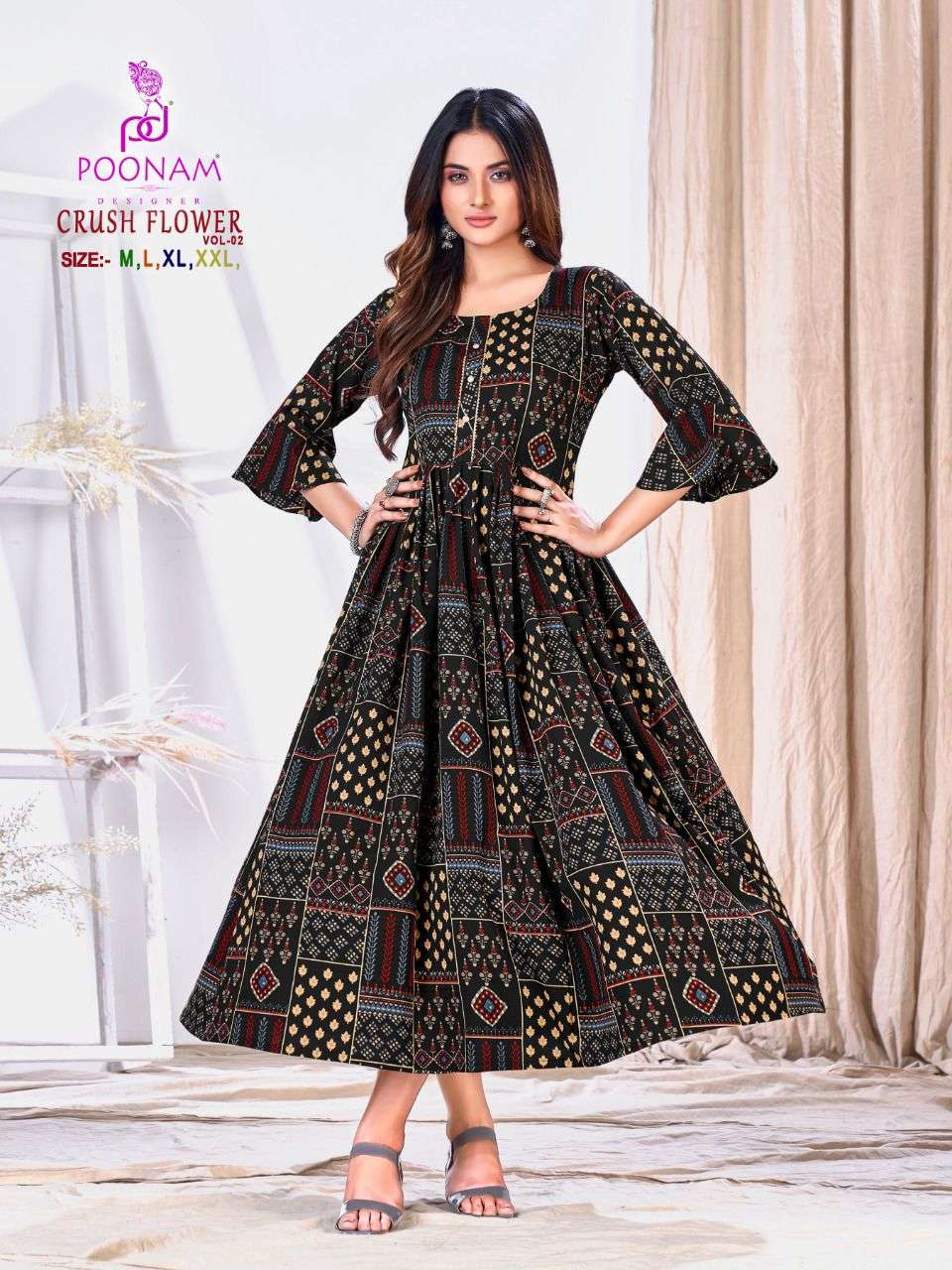 crush flower vol 2 by poonam viscose cotton printed gowns