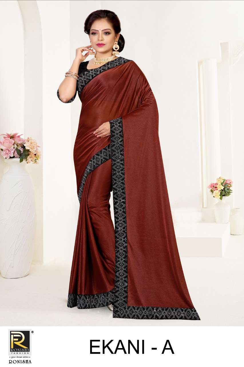 Ekani by Ranjna saree  imported lycra siroski diamond border exclusive collection 