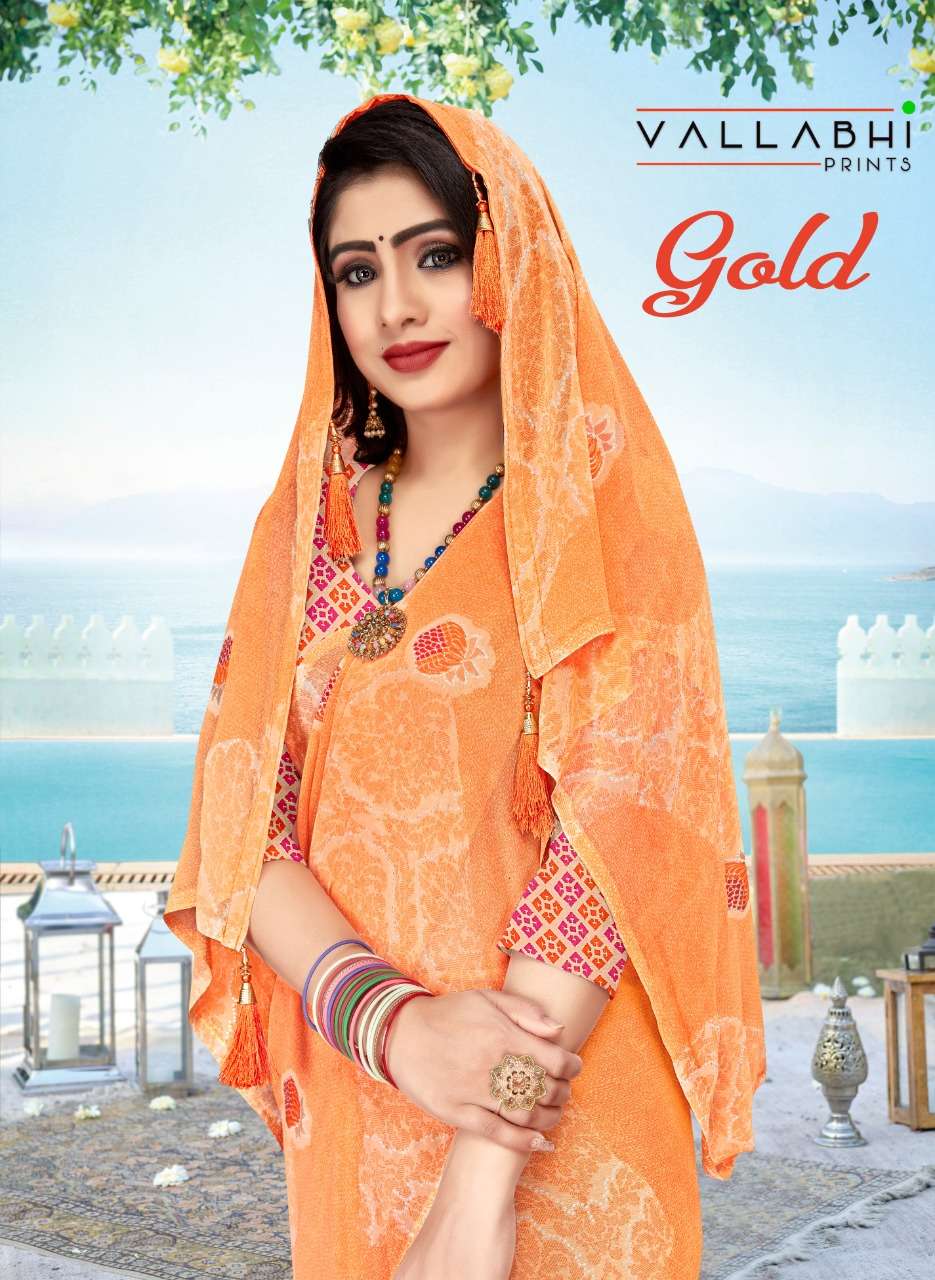 gold by vallabhi georgette printed daily wear sarees