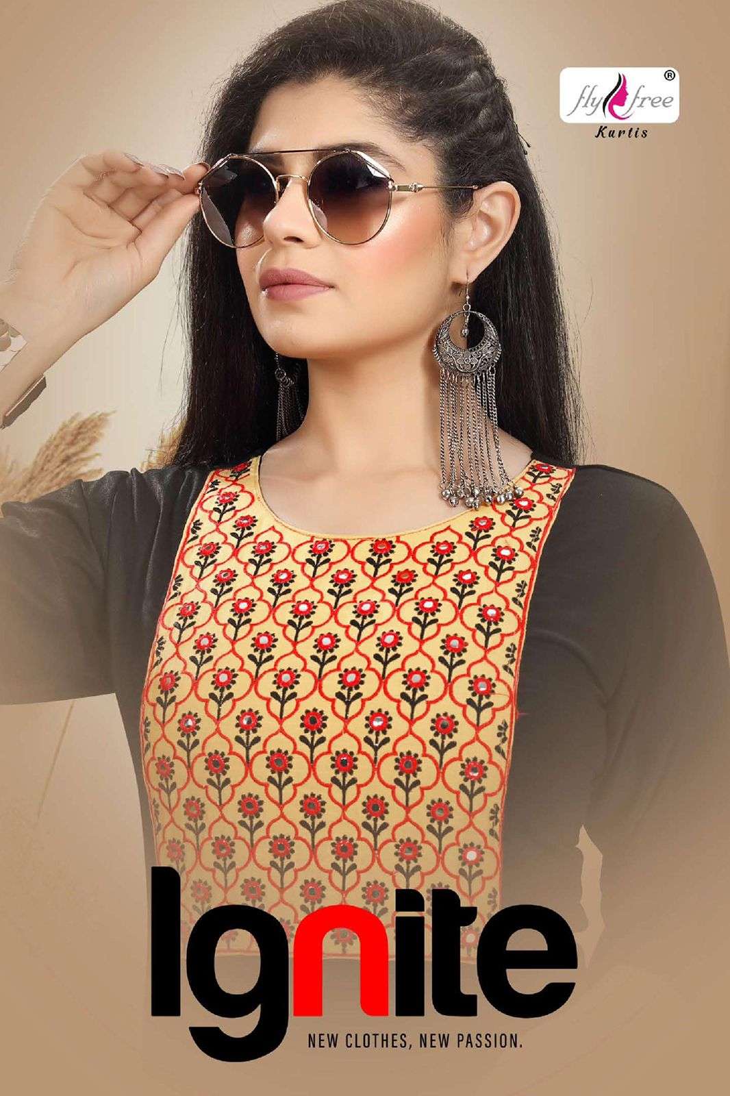 IGNITE BY FLY FREE HEAVY RAYON SLUB WORK KURTI CATALOG WHOLESALER BEST RATE