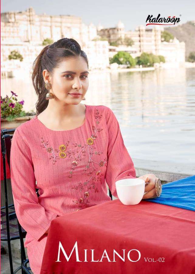 kalaroop milano vol 2 fancy daily wear kurti wholesaler