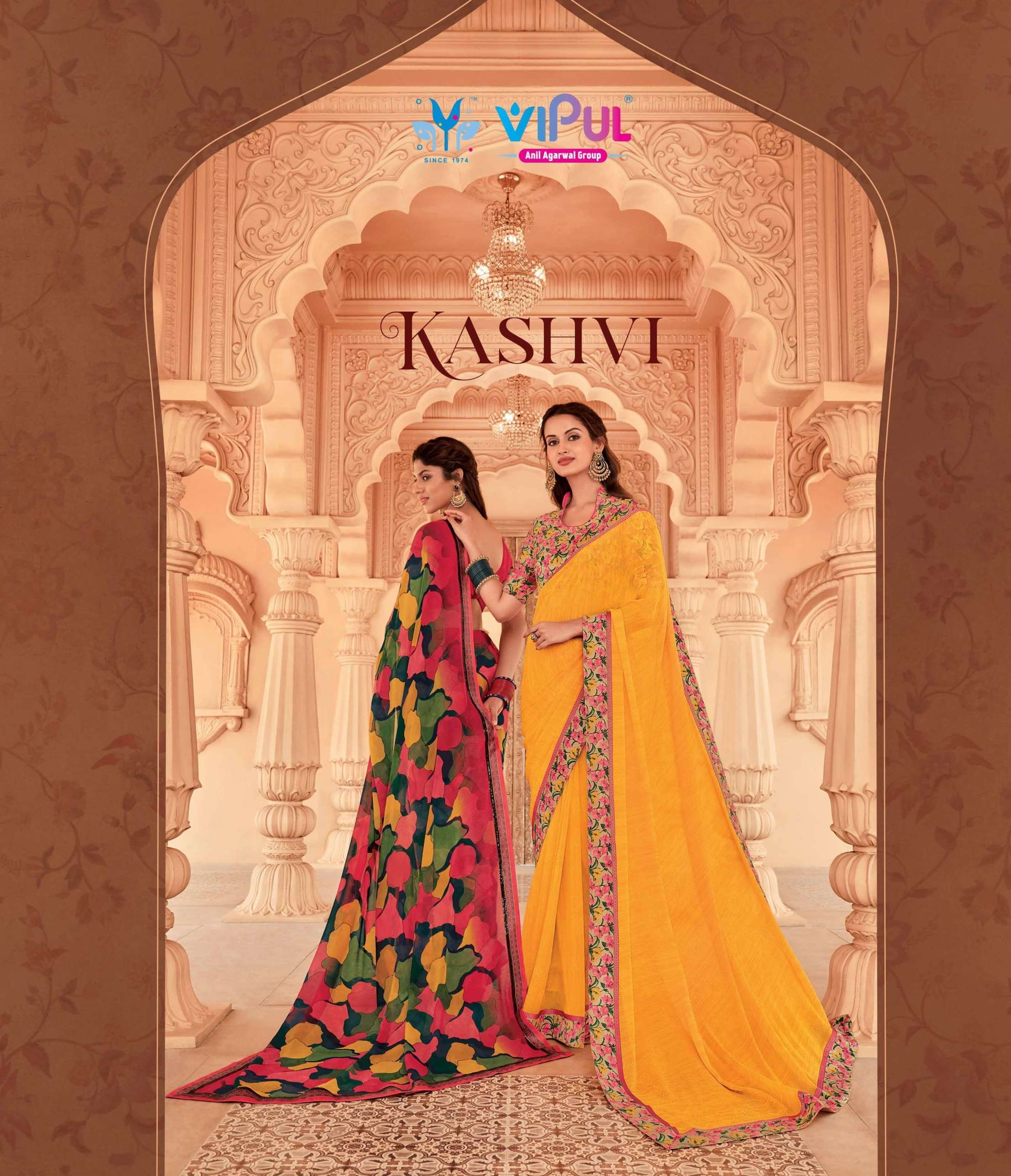 kashvi by vipul fashions georgette colorful sarees wholesale 