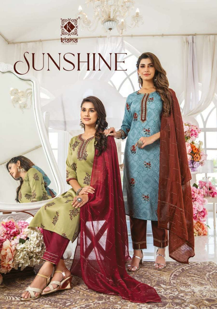 kiana sunshine readymade top bottom with dupatta set 