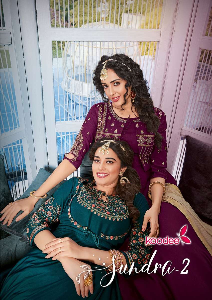 koodee sundra 2 fancy long kurti with dupatta at krishna creation surat