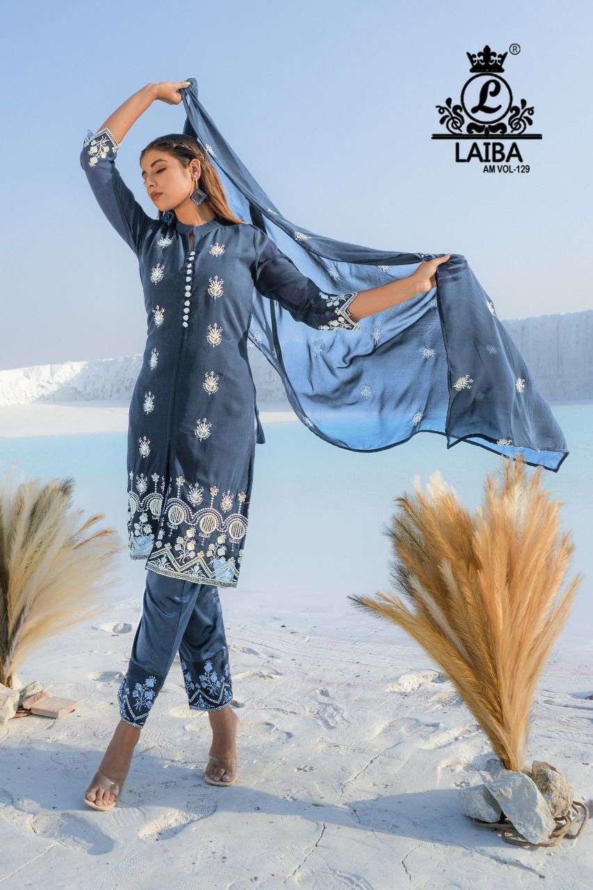 laiba designer studio am vol 129 georgette pakistani readymade suits