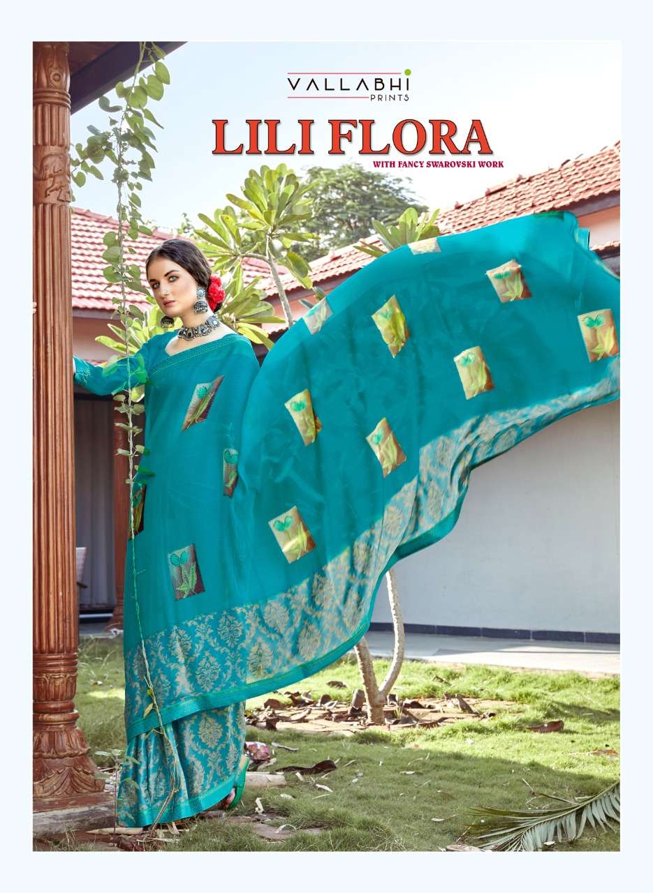 lili flora by vallabhi brasso printed designer sarees