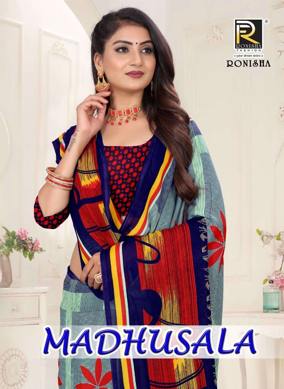Madhusala vol-2 by Ranjna sarees renial different colour beautiful design printed saree collection