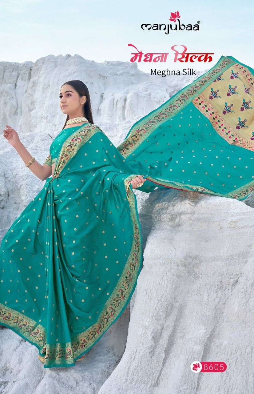 manjubaa meghana silk 8600 banarasi silk exclusive fancy sarees
