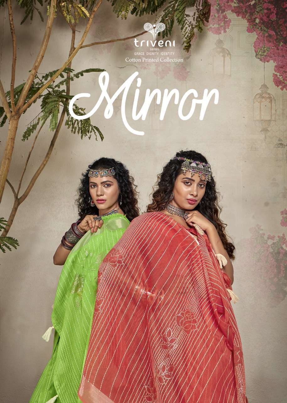 mirror by triveni cotton printed designer saree