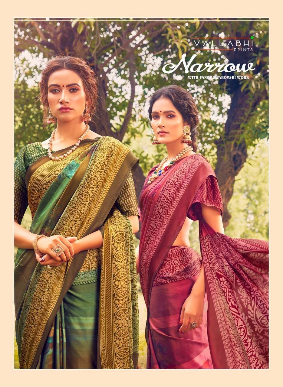 narrow by vallabhi rangoli printed fancy sarees