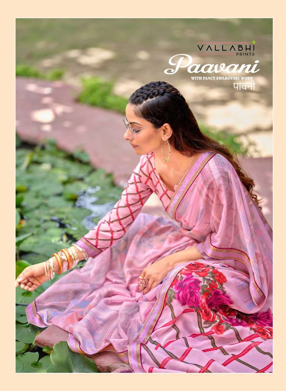 paavani by vallabhi china chiffon printed elegant look sarees