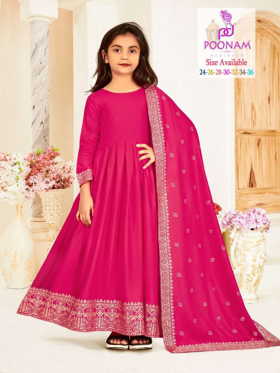 poonam  designer kiasa kids gown with dupatta kids collection 