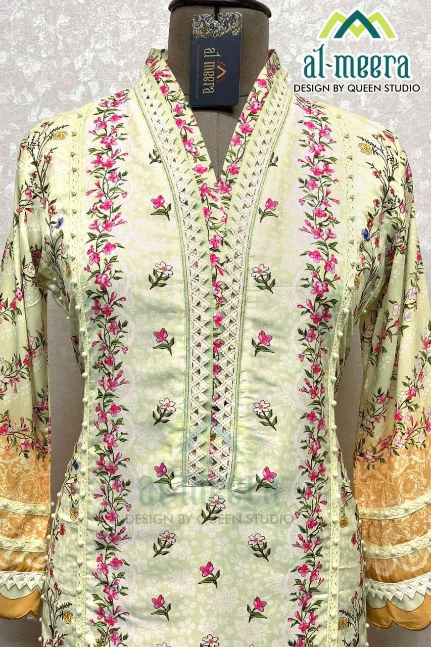 queen studio al meera d no 1145 pakistani daily wear fancy kurti with bottom & dupatta