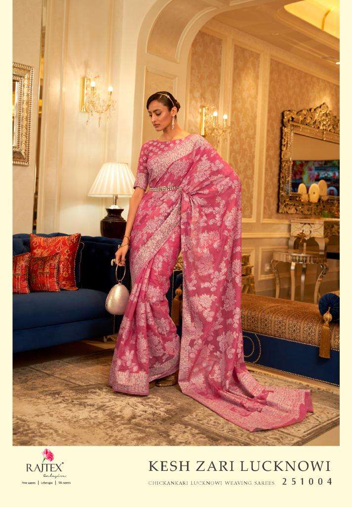 raj tex kesh zari lucknowi 251001-251006 cotton chikankari weaving sarees 