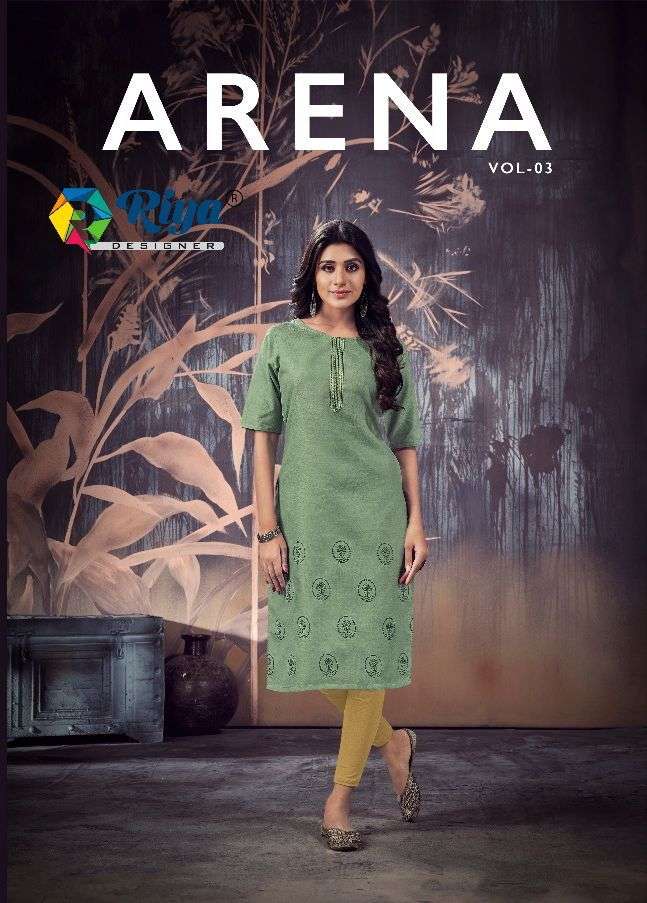 riya arena vol 3 cotton formal wear ladies kurtis