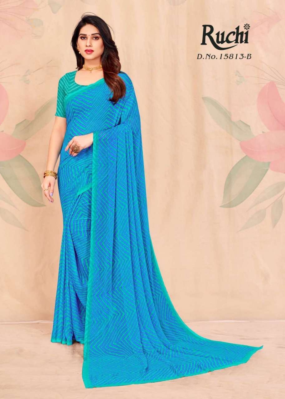 ruchi 15813 star chiffon printed lehriya special fancy sarees dealers in surat
