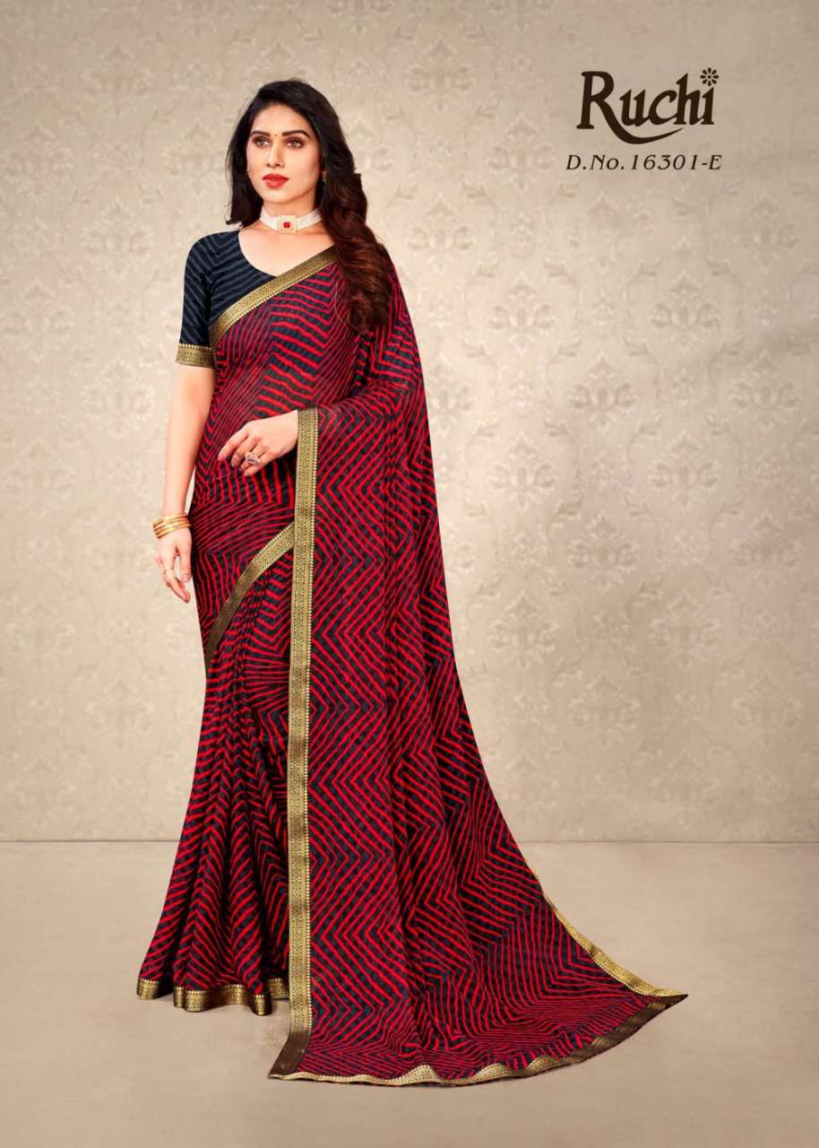ruchi chiffon printed simayaa lehriya special 16301 fancy sarees