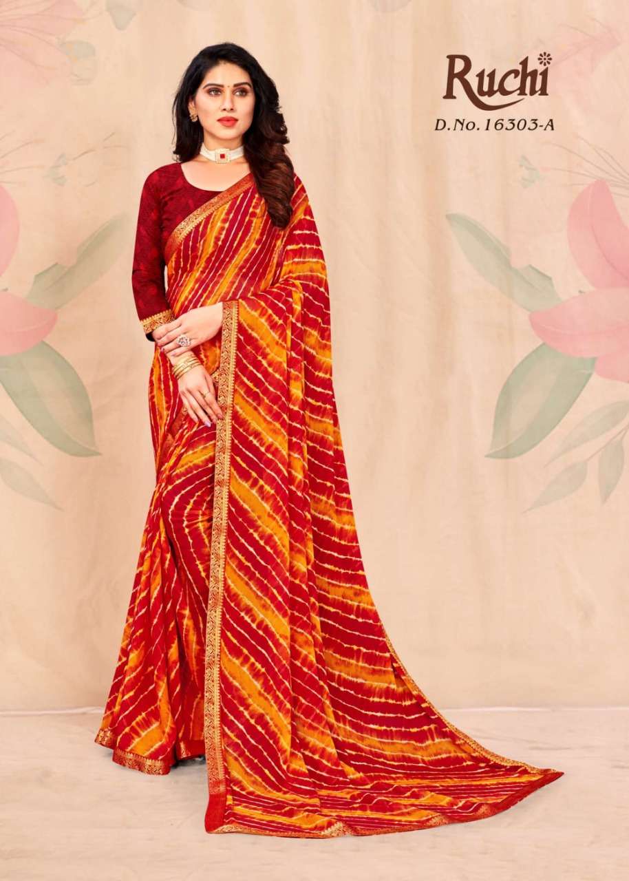 ruchi chiffon printed simayaa lehriya special 16303 fancy sarees