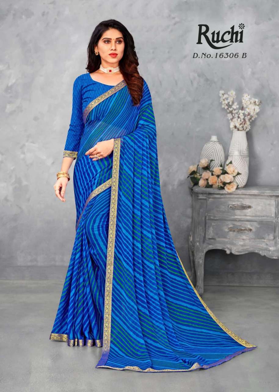 ruchi chiffon printed simayaa lehriya special 16306 fancy sarees