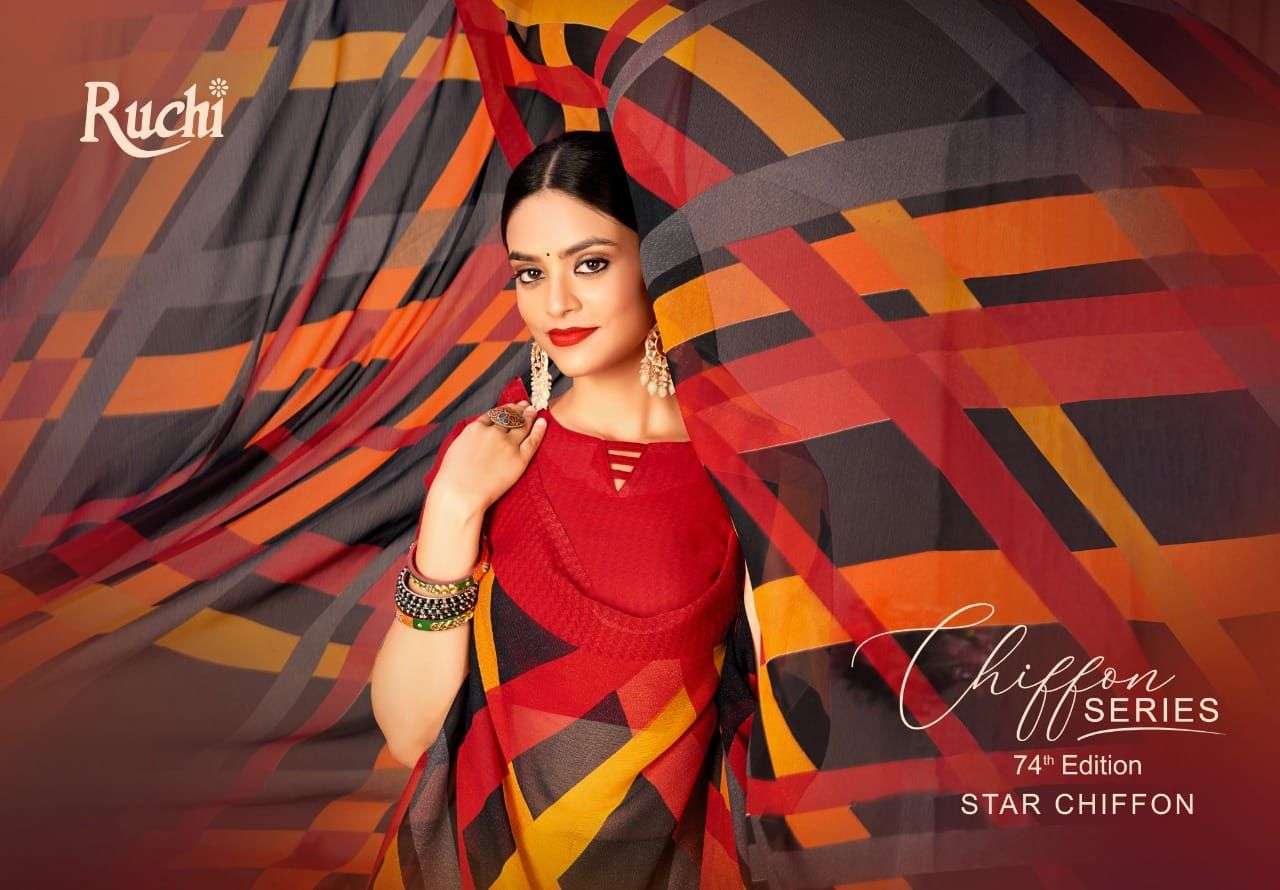 ruchi star chiffon vol 74 printed chiffon sarees best seller in surat 