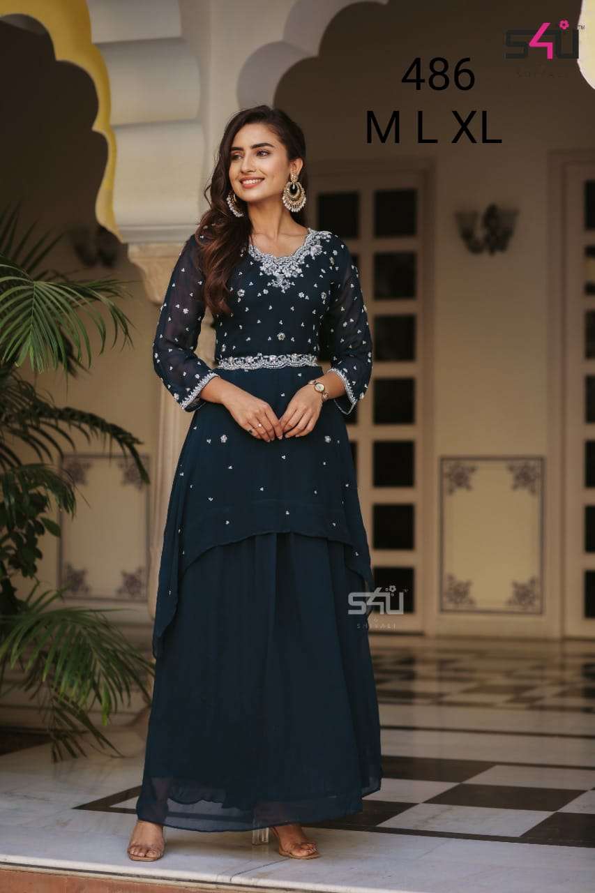 s4u 486 design combo set of 3/4 sleeve party wear kurti 