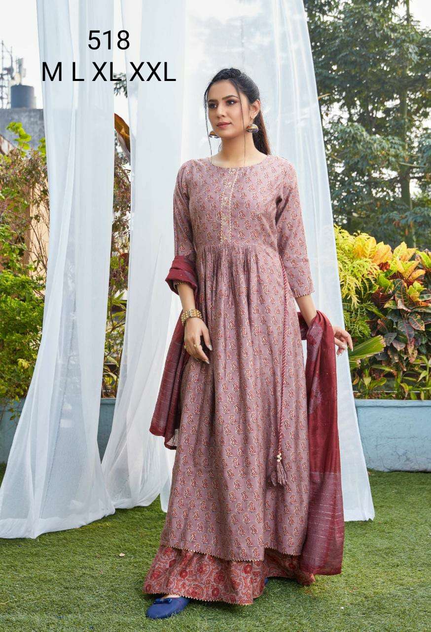 s4u 518 design party wear combo set of kurti with bottom and dupatta 