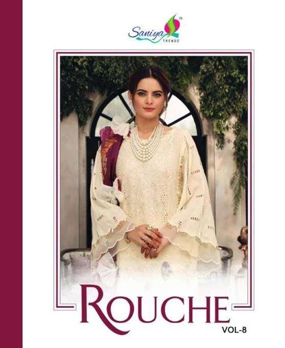 saniya trendz rouche- 8 net with embroidery pakistani designer suits 