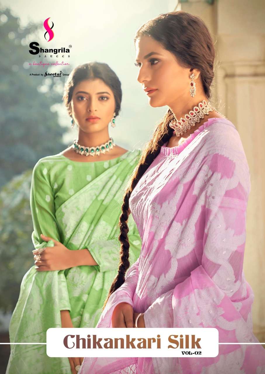 Shangrila Chikankari Lucknowi silk vol 2 fancy sarees collection