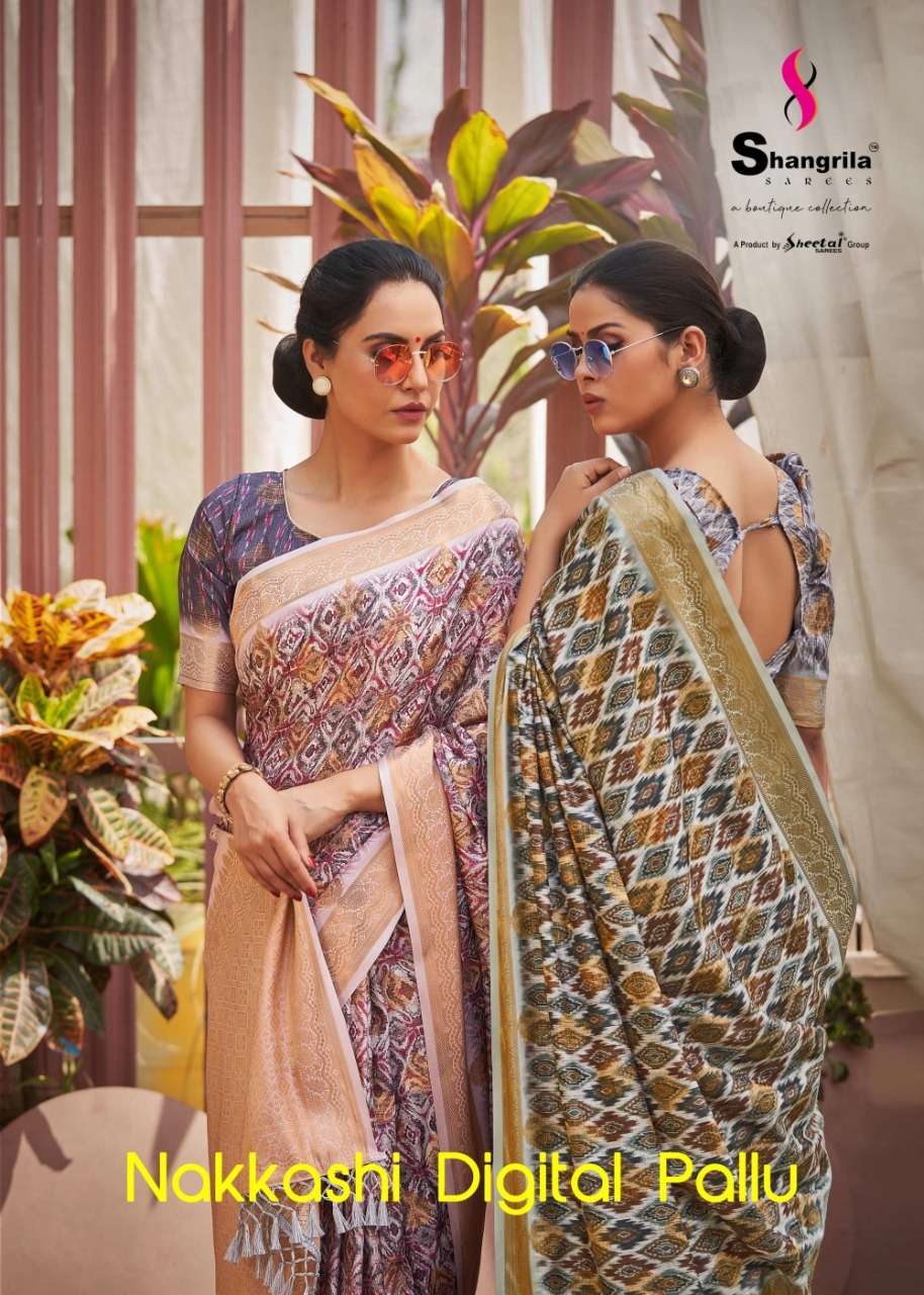 Shangrila nakkashi digital pallu fancy sarees collection
