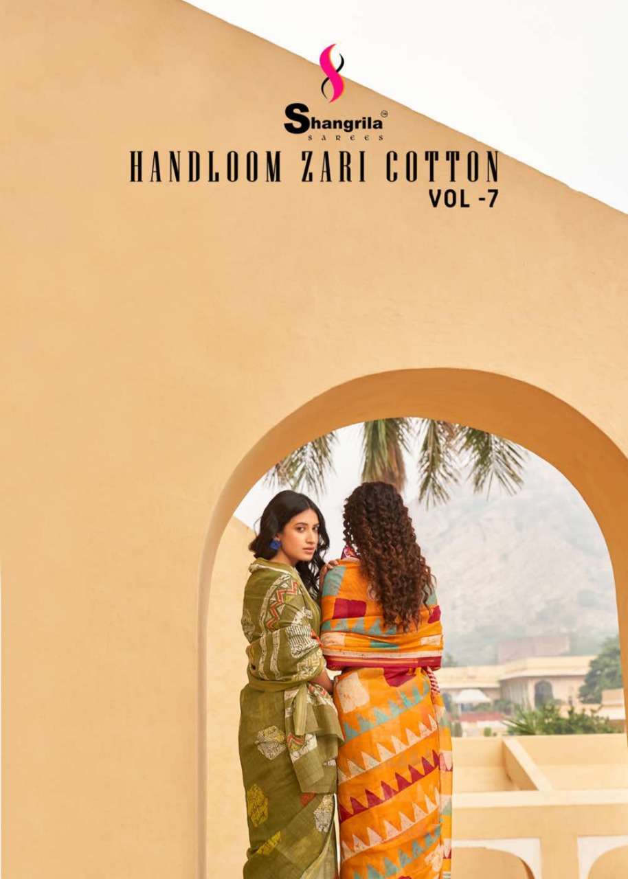 Shangrila presents handloom zari cotton vol 7 designer sarees collection
