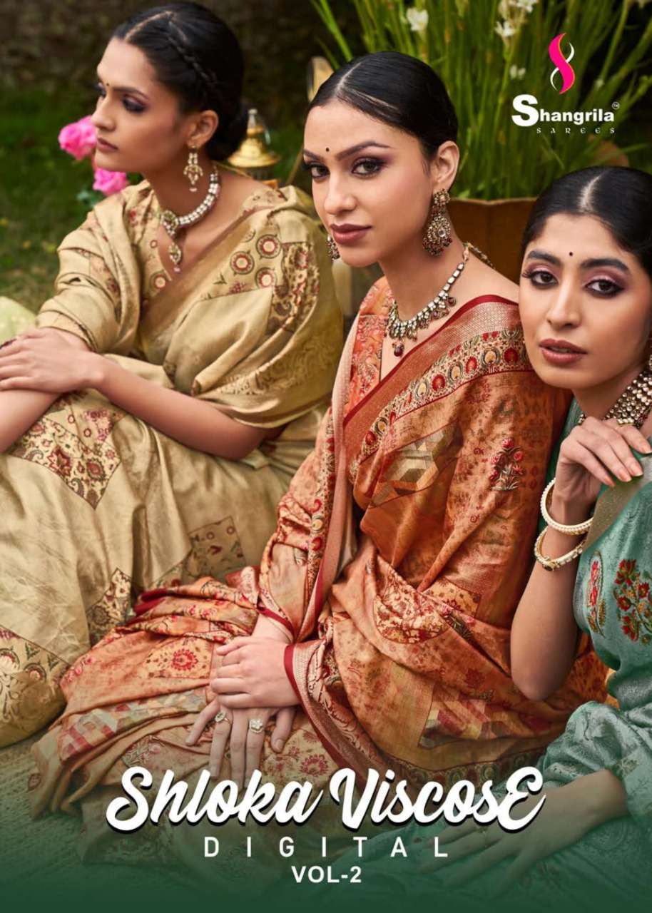Shangrila shloka viscose digital vol 2 latest sarees collection