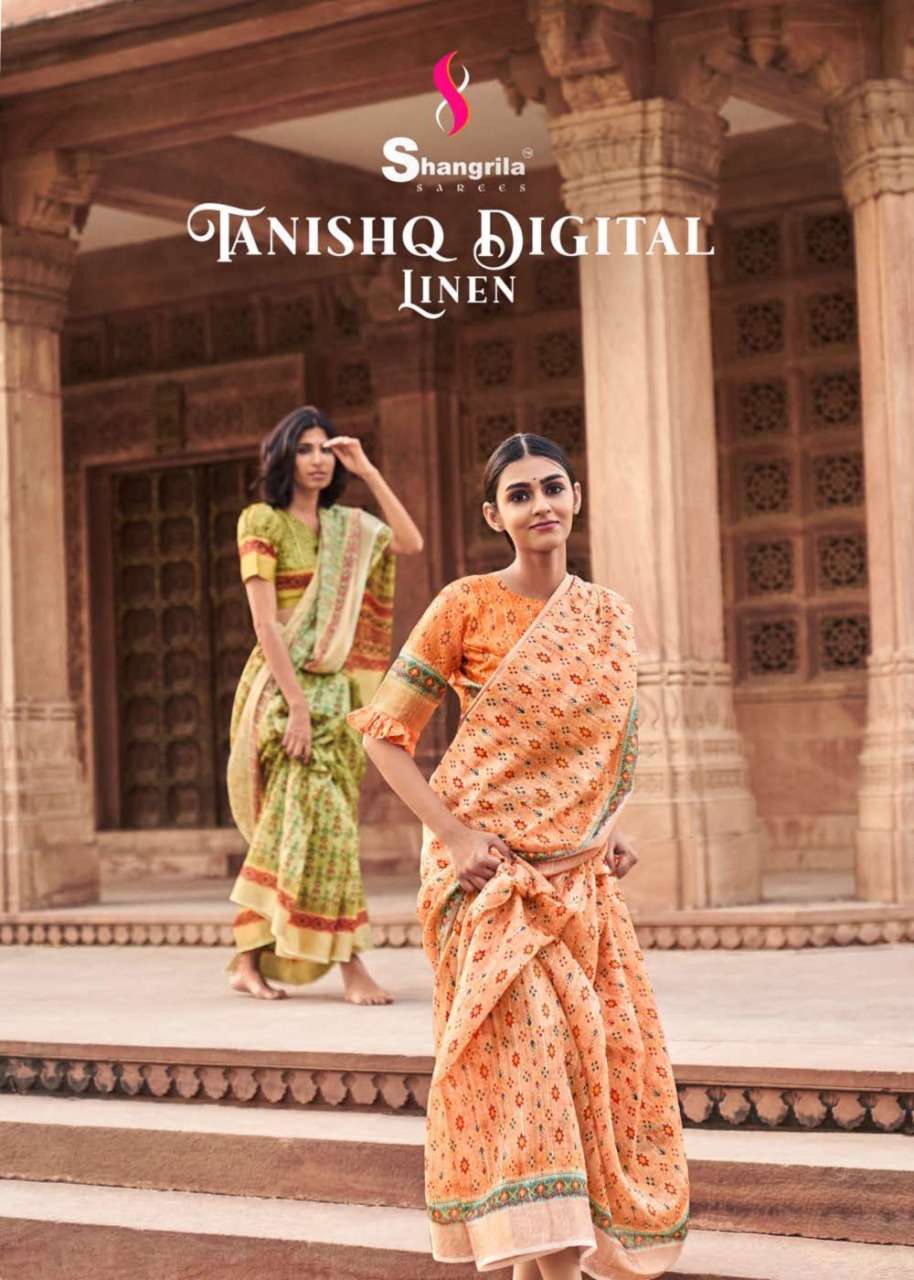 Shangrila tanishq linen digital fancy sarees collection