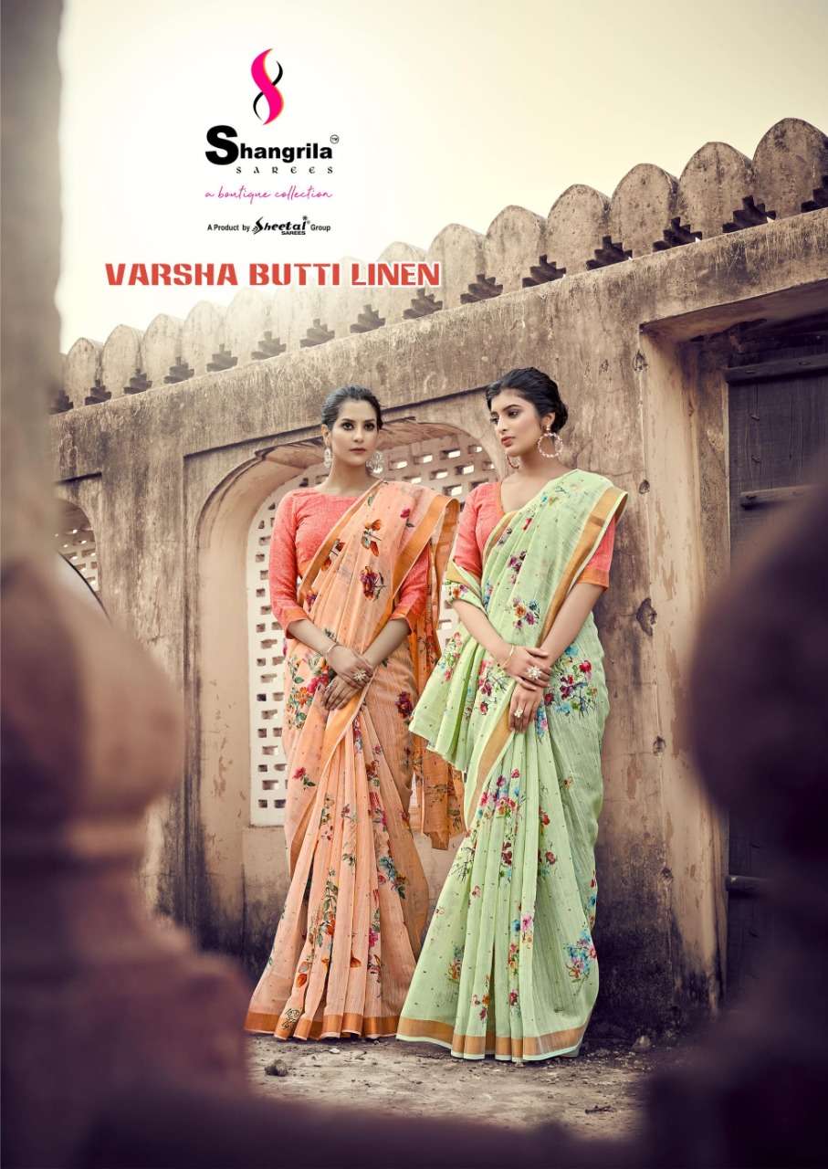 Shangrila varsha butti linen fancy sarees collection