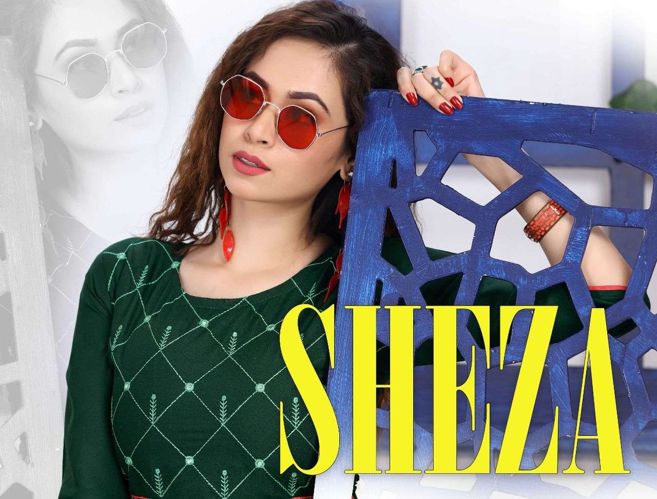 SHEZA HEAVY 14 KG RAYON EMBROIDERED  Ghera Foil Screen Printed A-Line KURTI CATALOG WHOLESALE BEST RATE