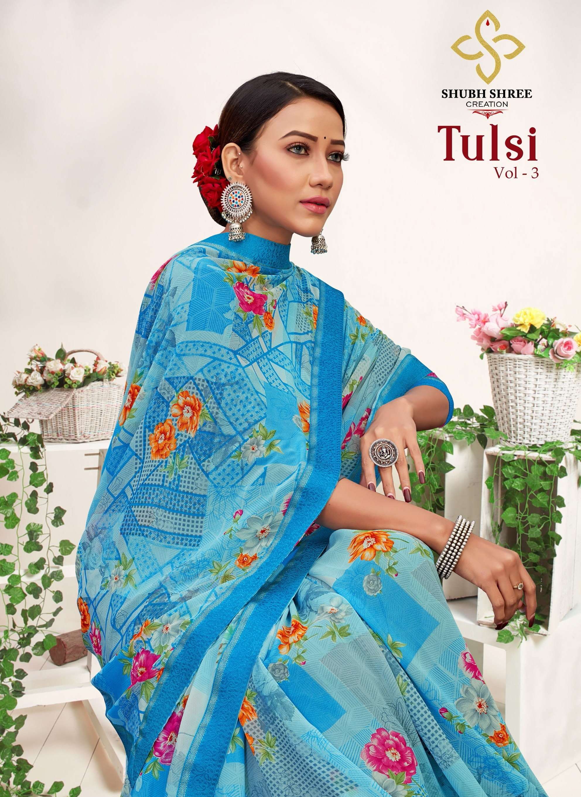shubh shree creation tulsi vol 3 casual wear soft prints saree