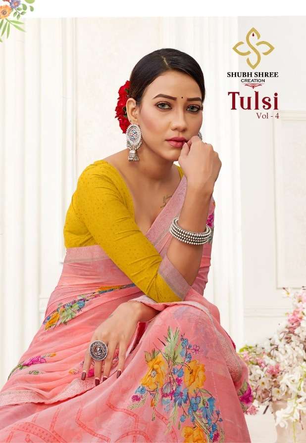 shubh shree tulsi vol 4 weightless printed sarees 